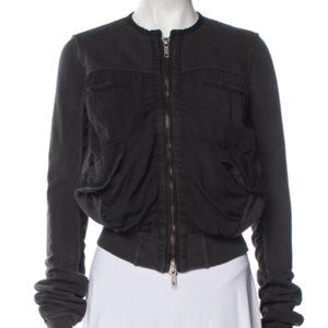 Haider Hackerman Cropped Dark Grey Cotton Bomber Jacket